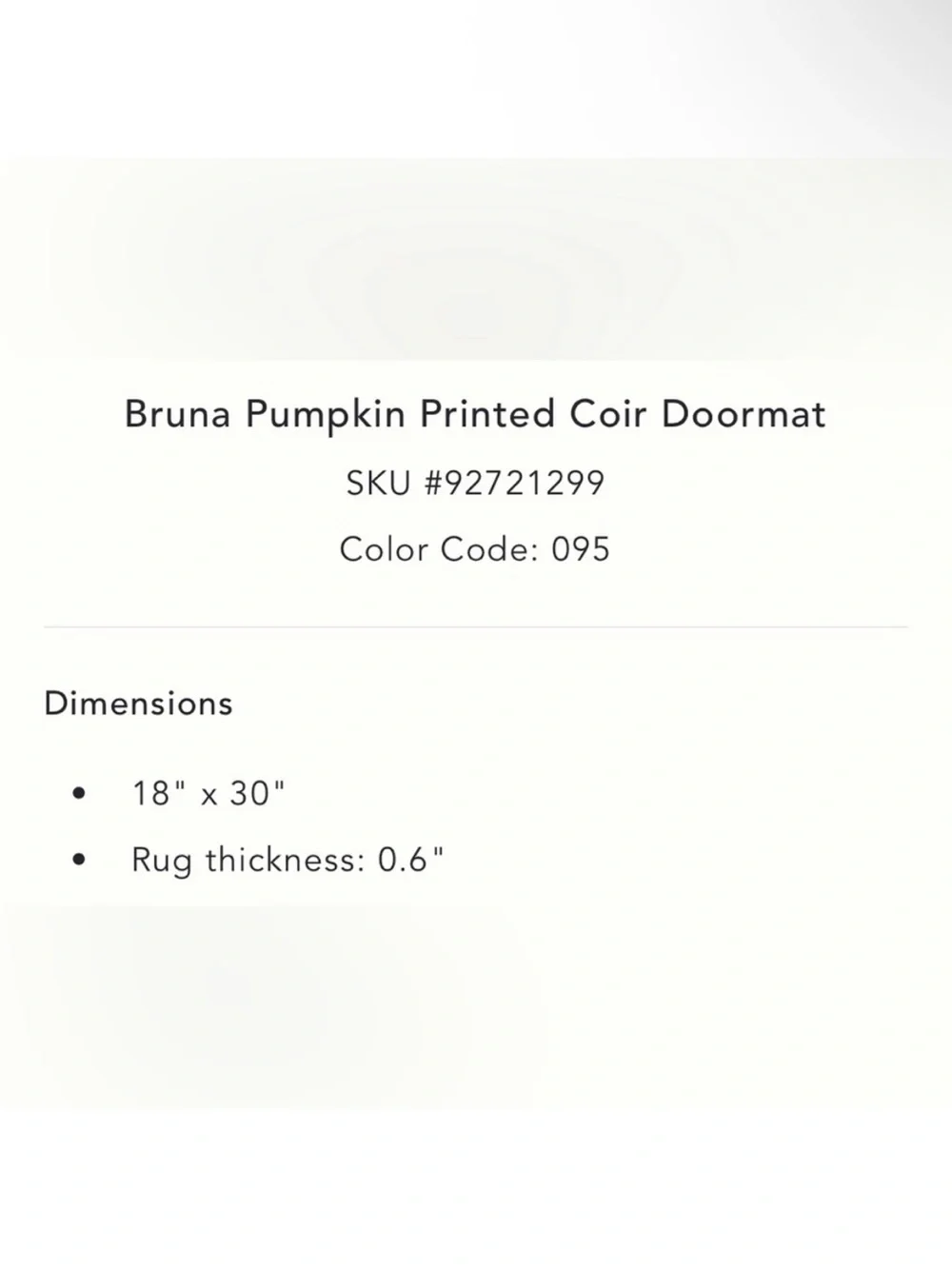 Anthropologie Bruna Autumn Pumpkin Printed Coir Doormat - Multicolor (18”x30”)